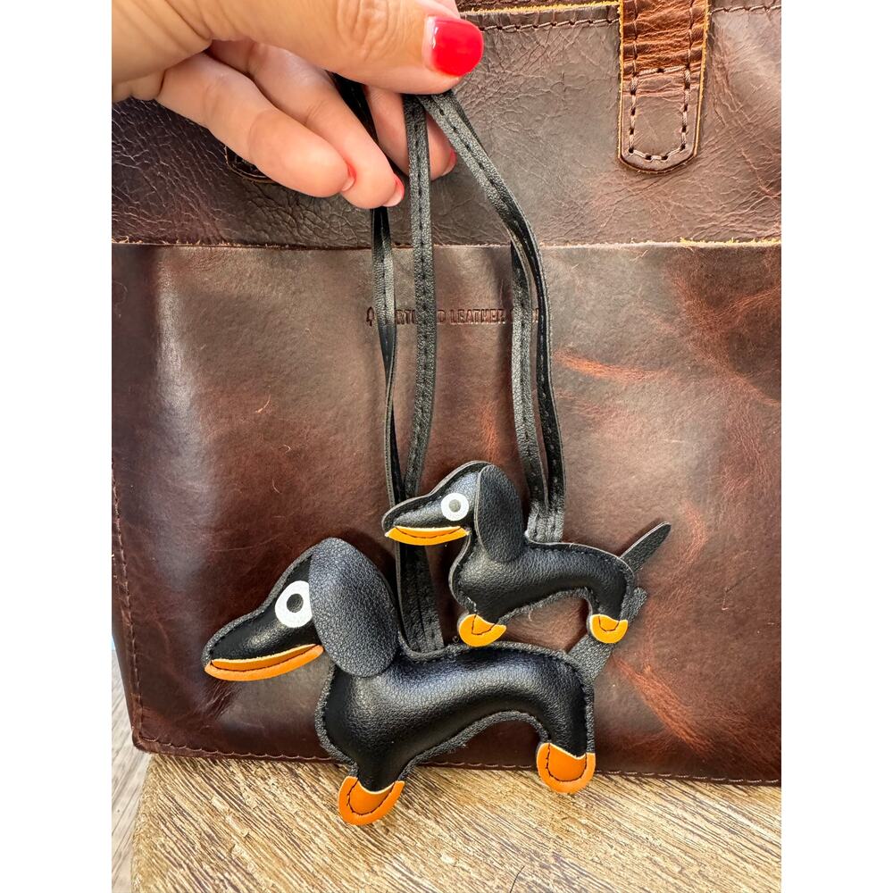 Black Dachshund Wiener Dog Bag Charms Set of 2 Big Dog Little Dog Vegan Charm